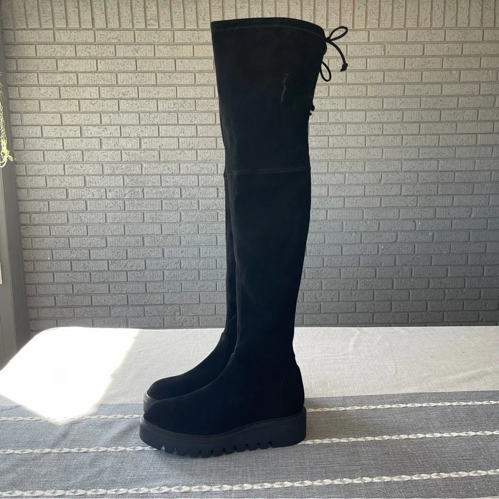 Stuart Weitzman Boots Chalet City Lug Sole Over The Knee Boots Size 9 Black